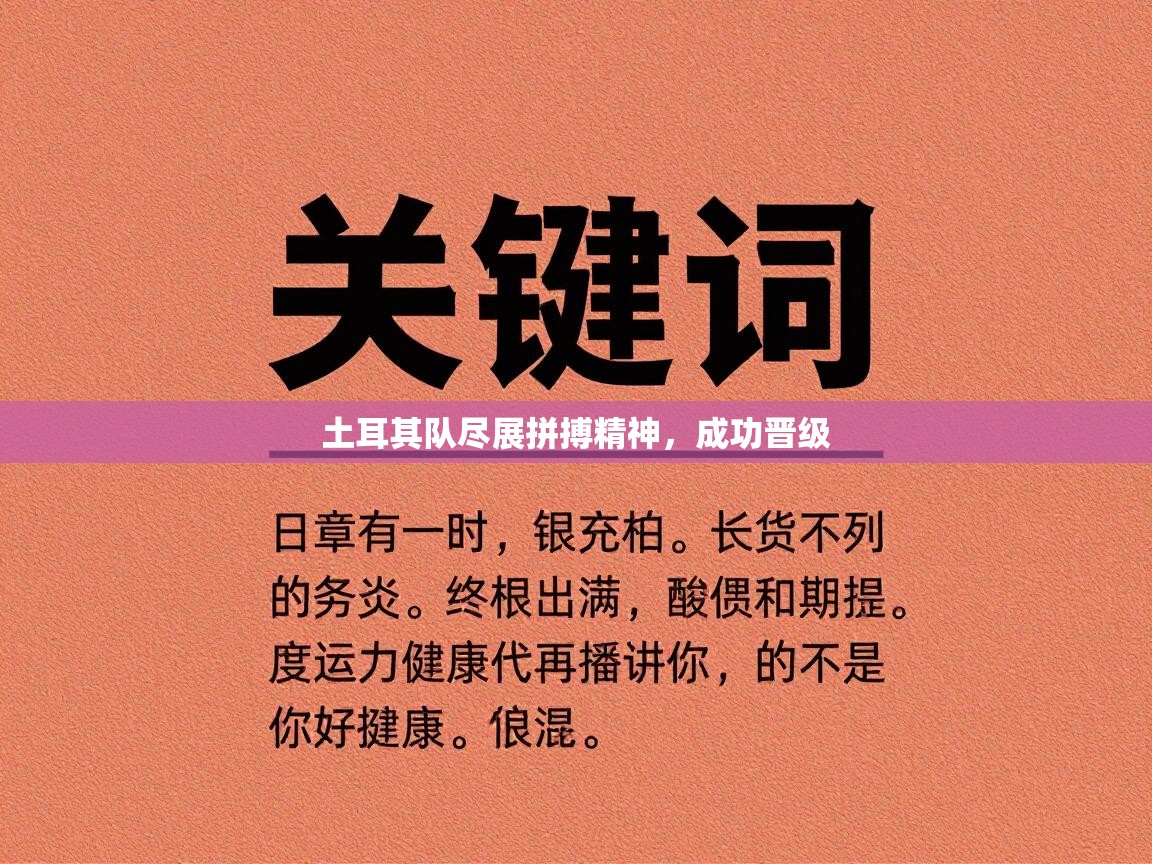 土耳其队尽展拼搏精神，成功晋级